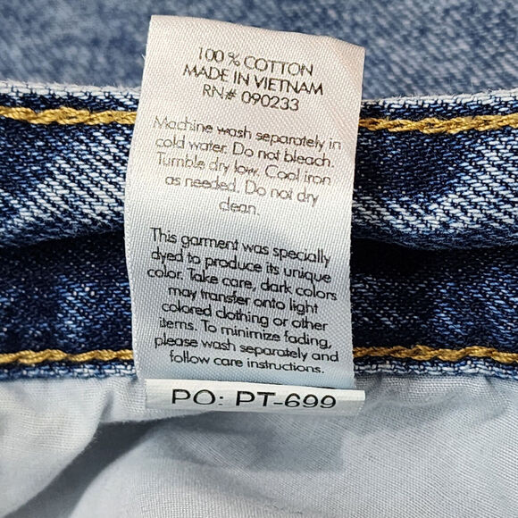 PacSun Jeans Men's Vintage Loose Crop Distressed Blue Denim Raw Hem Fringe Sz 34 - Picture 7 of 7